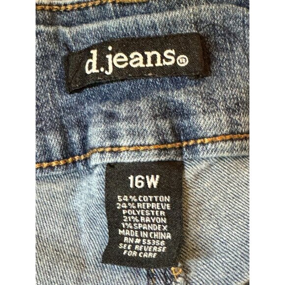 D. Jeans Plus Size 16W Mid-Rise Stretch Skinny Denim Jeans Light Wash - Picture 3 of 9